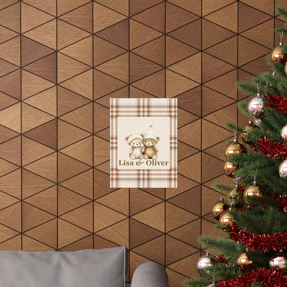 Personalized Twin Teddy Bear Nursery Poster