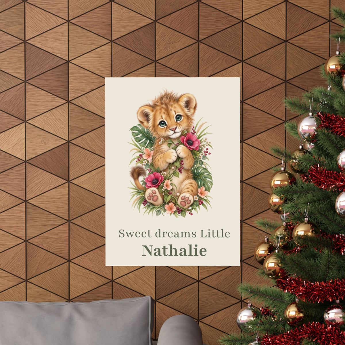 Personalized Sweet Dreams Lion Nursery Poster