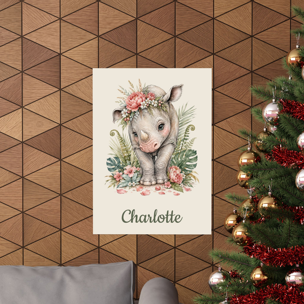Personalized Rhino Nursery Poster