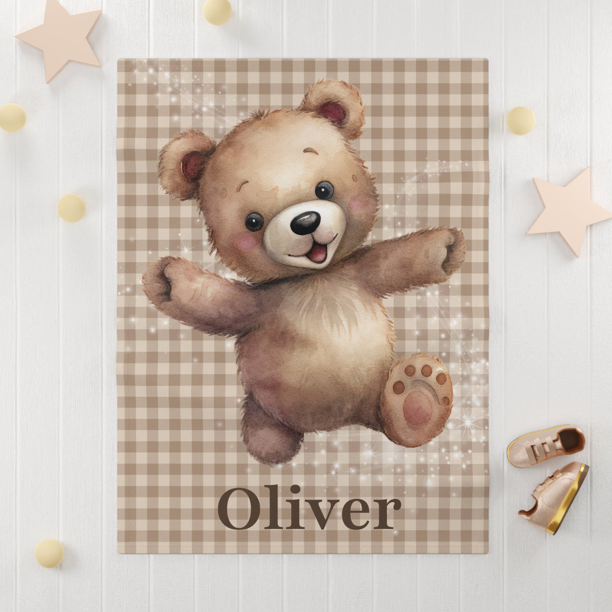 Personalized Teddy Bear Baby Blanket
