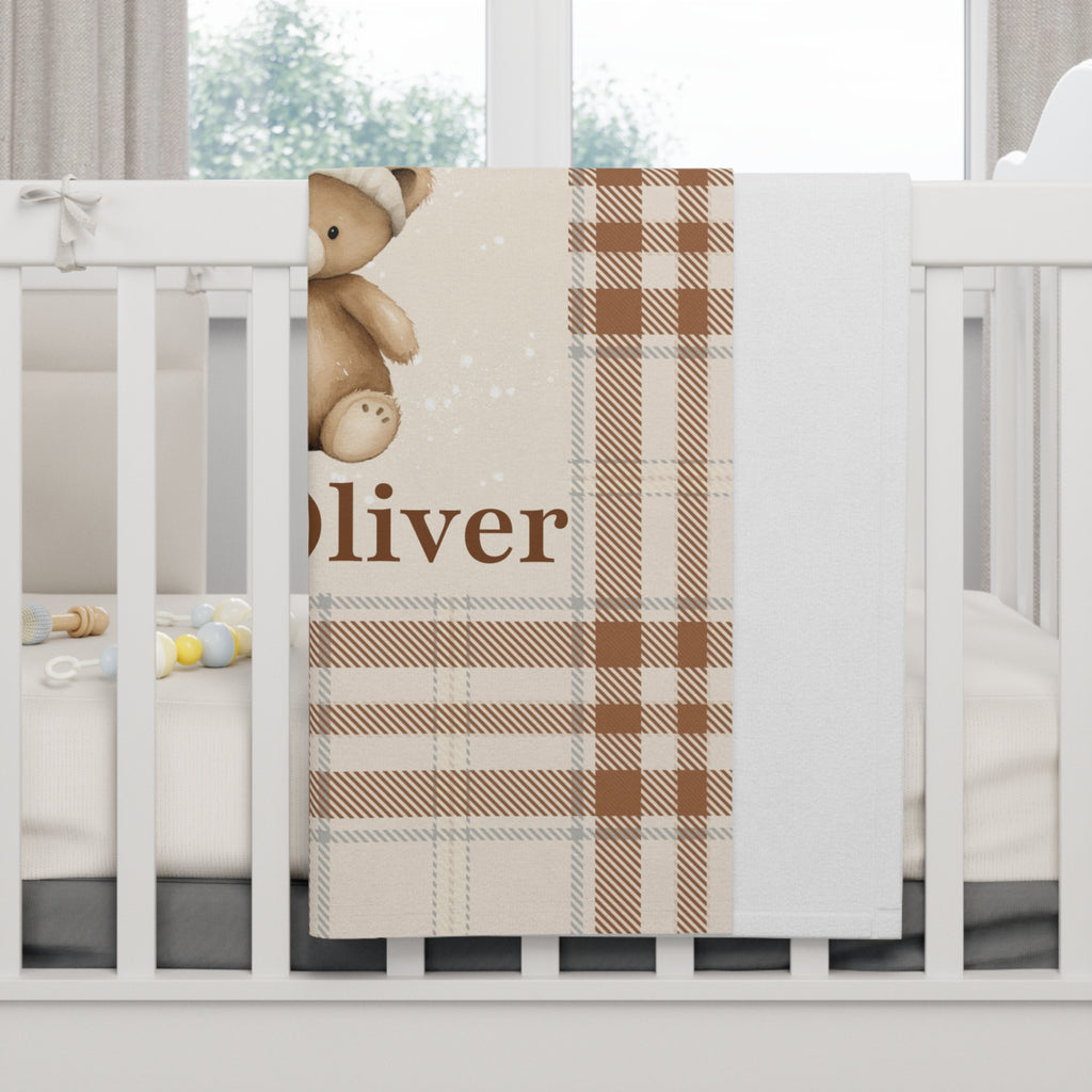 Personalized Twin Teddy Bear Baby Blanket