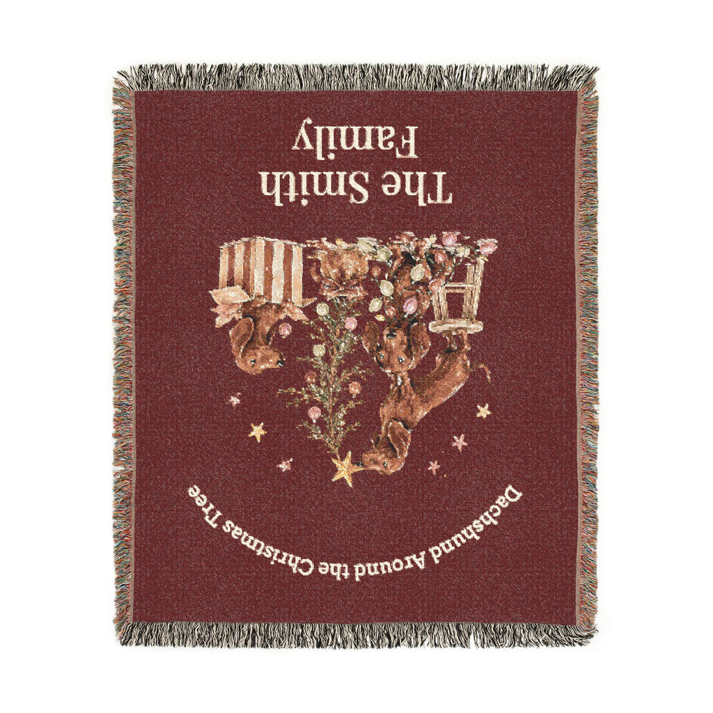 Personalized Dachshund Christmas Family Blanket