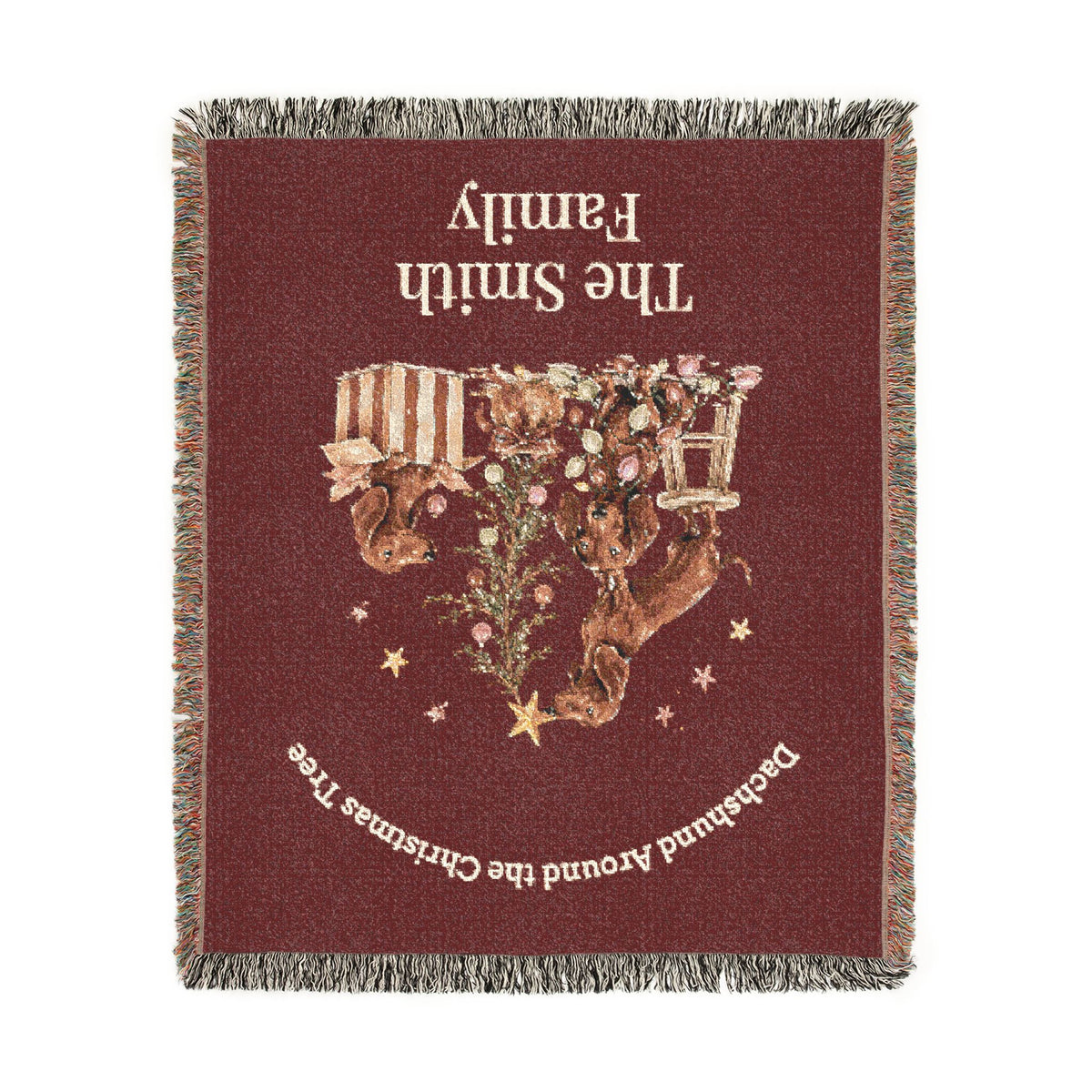 Personalized Dachshund Christmas Family Blanket