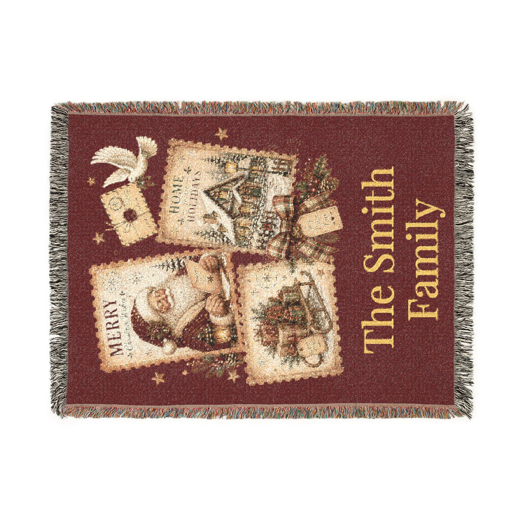 Personalized Family Christmas Stamps Blanket