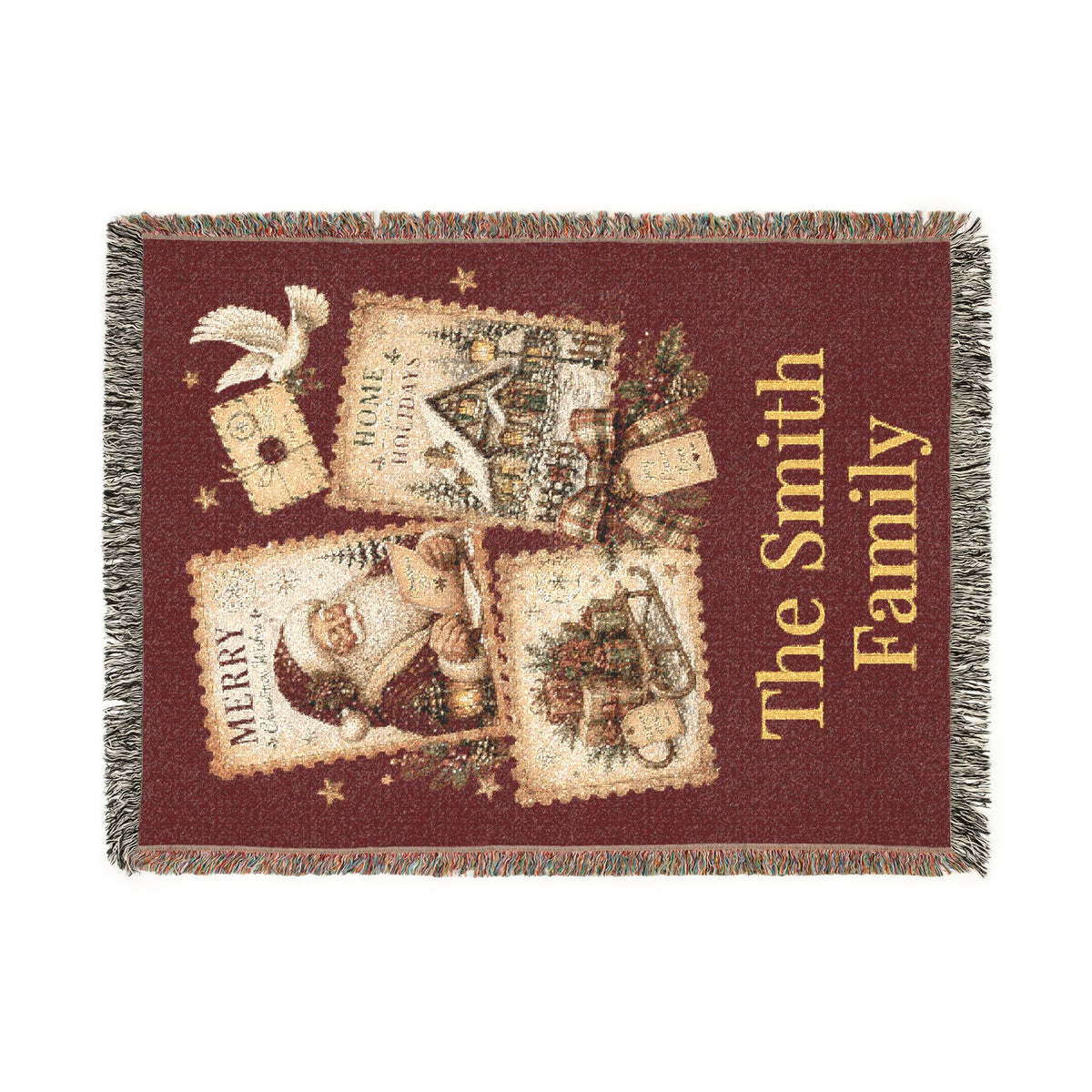 Personalized Family Christmas Stamps Blanket