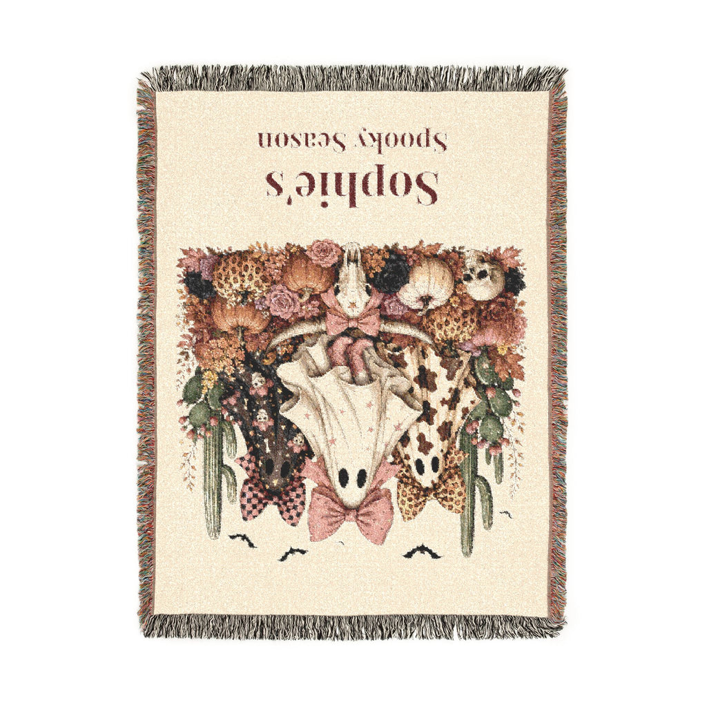Personalized Spooky Season Vintage Ghost Blanket
