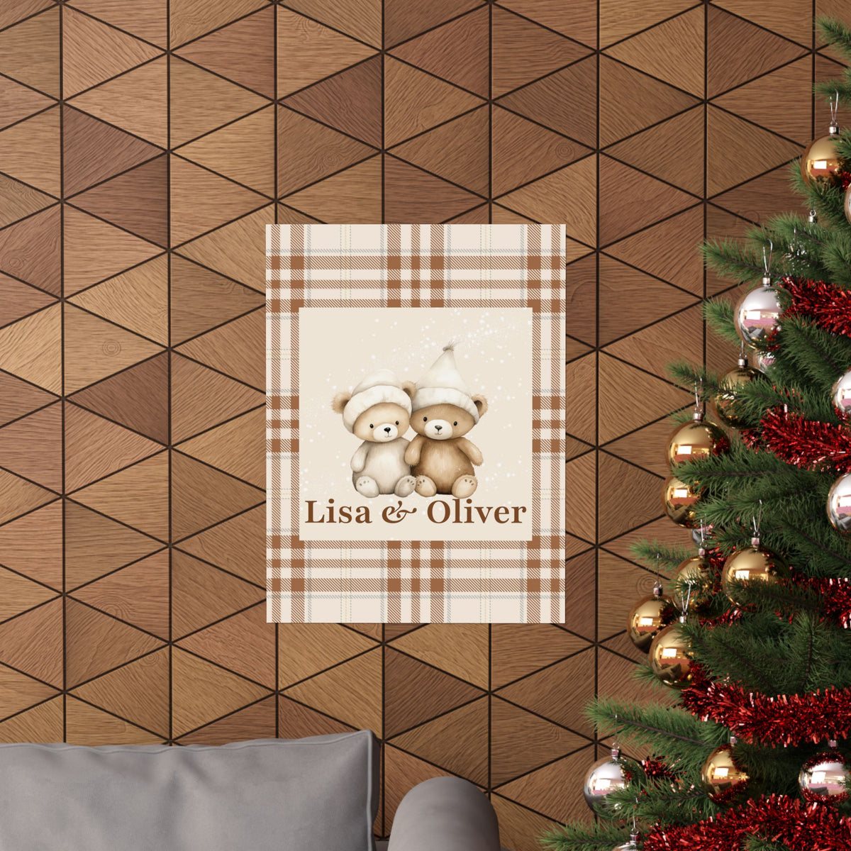Personalized Twin Teddy Bear Nursery Poster