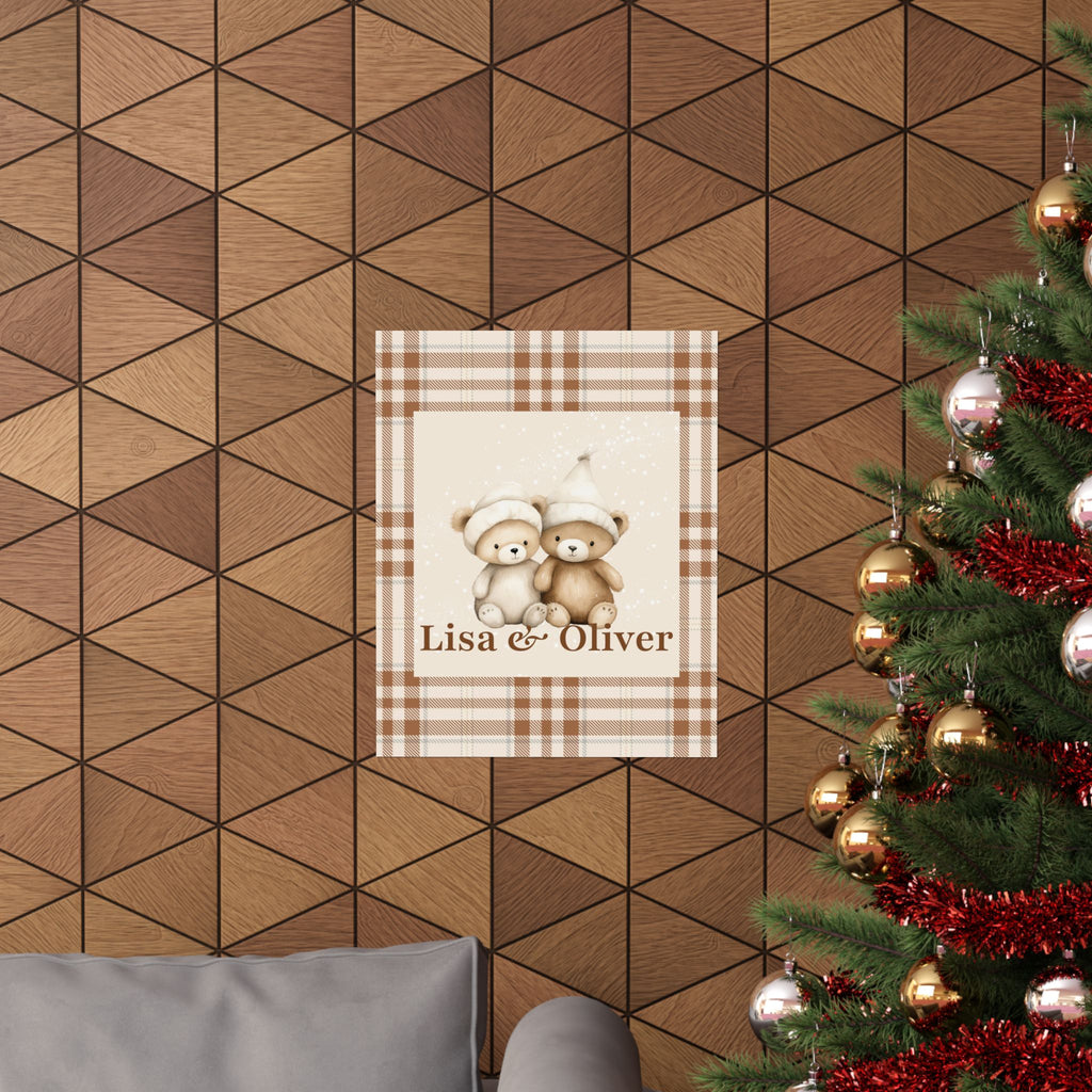 Personalized Twin Teddy Bear Nursery Poster