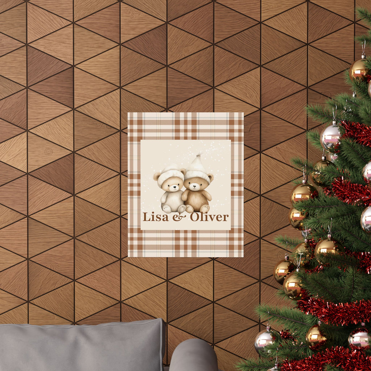 Personalized Twin Teddy Bear Nursery Poster