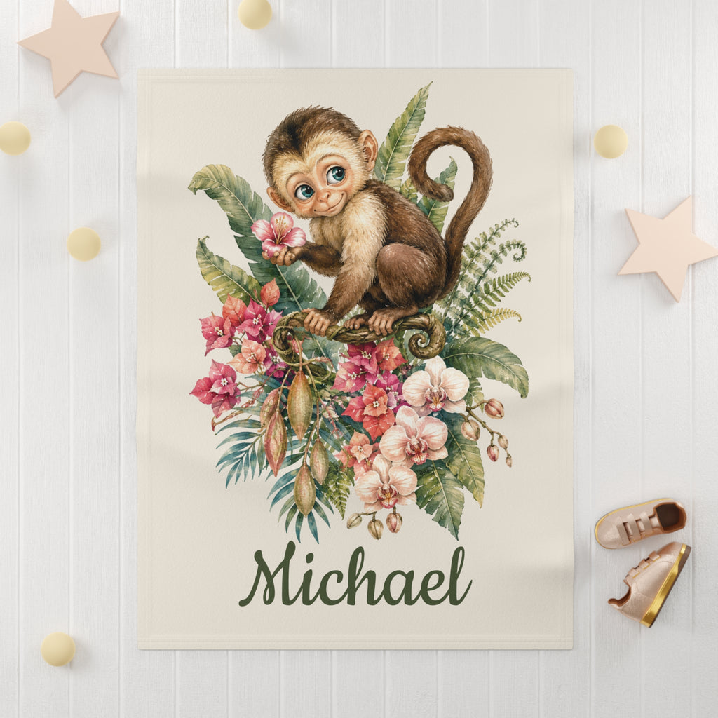 Personalized Monkey Baby Blanket