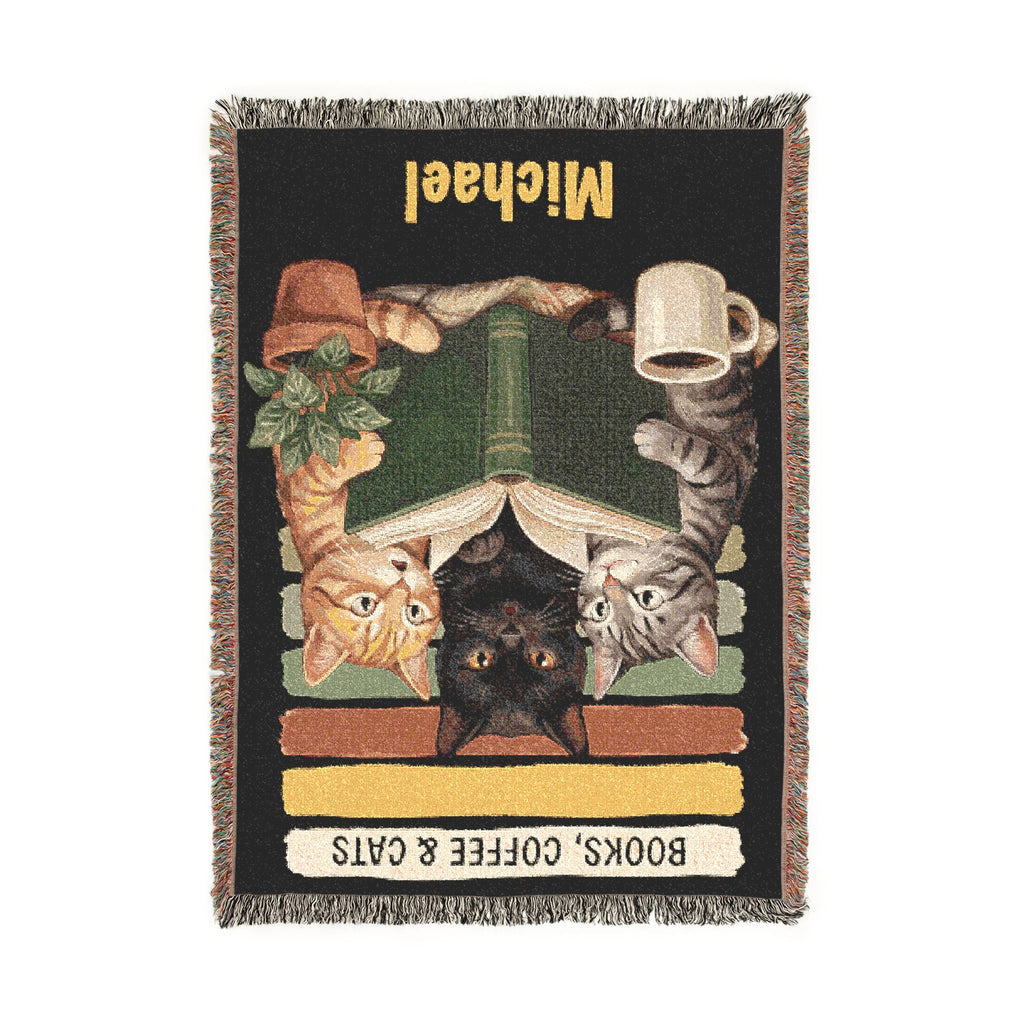 Personalized Books, Coffee & Cats Blanket