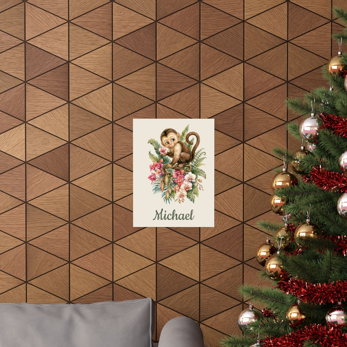 Personalized Monkey Nursery Poster