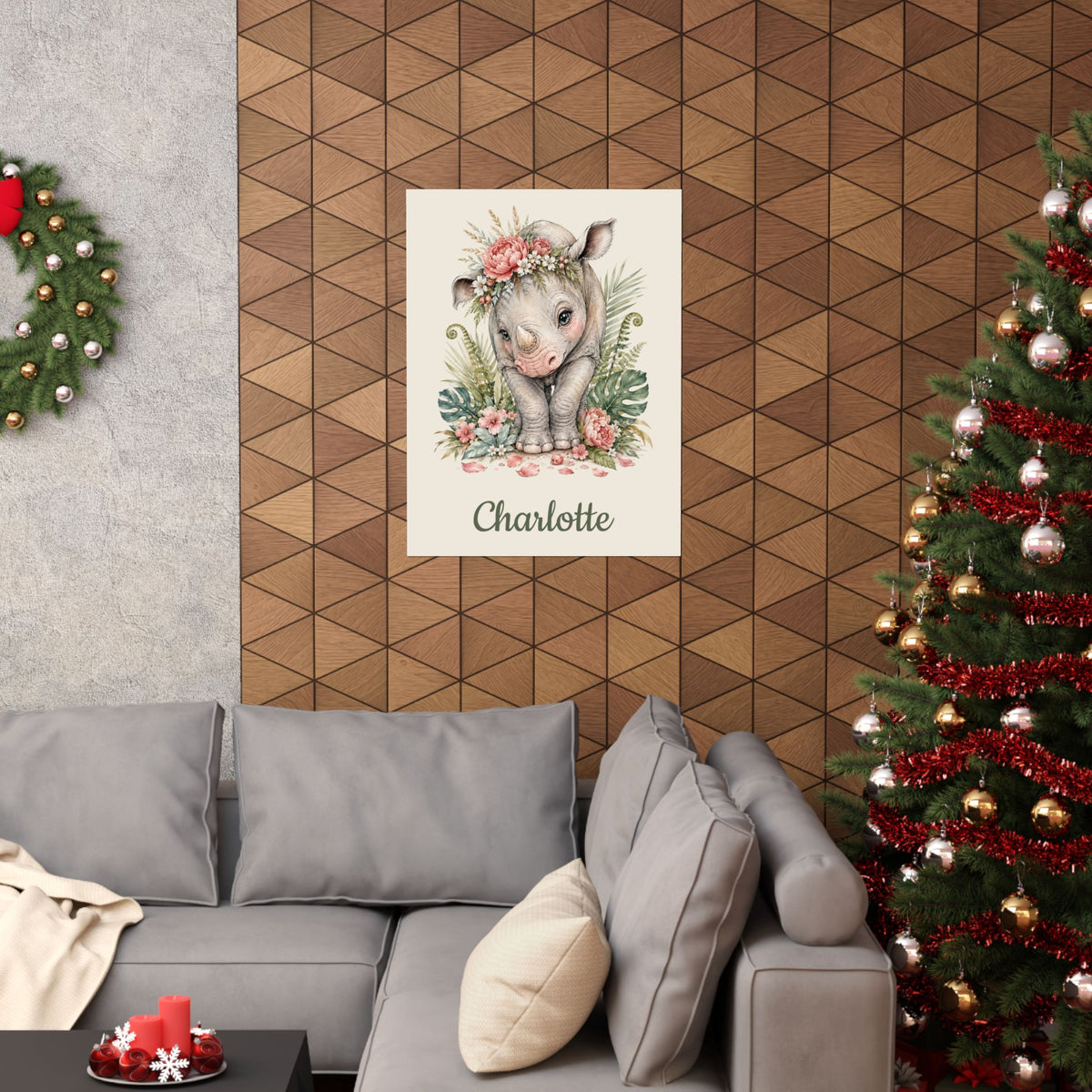 Personalized Rhino Nursery Poster
