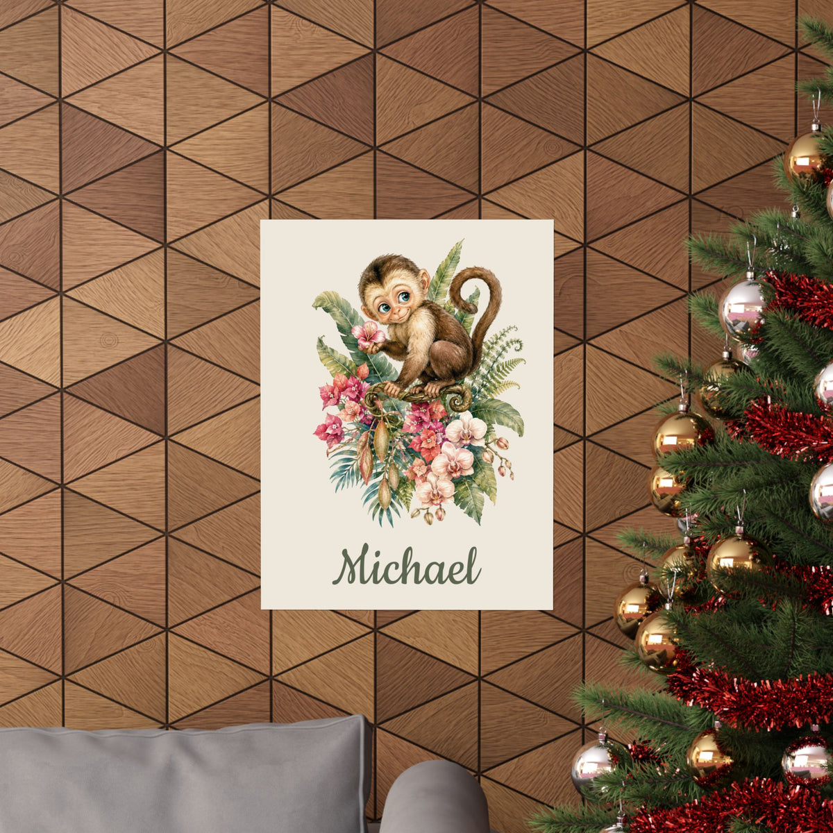 Personalized Monkey Nursery Poster