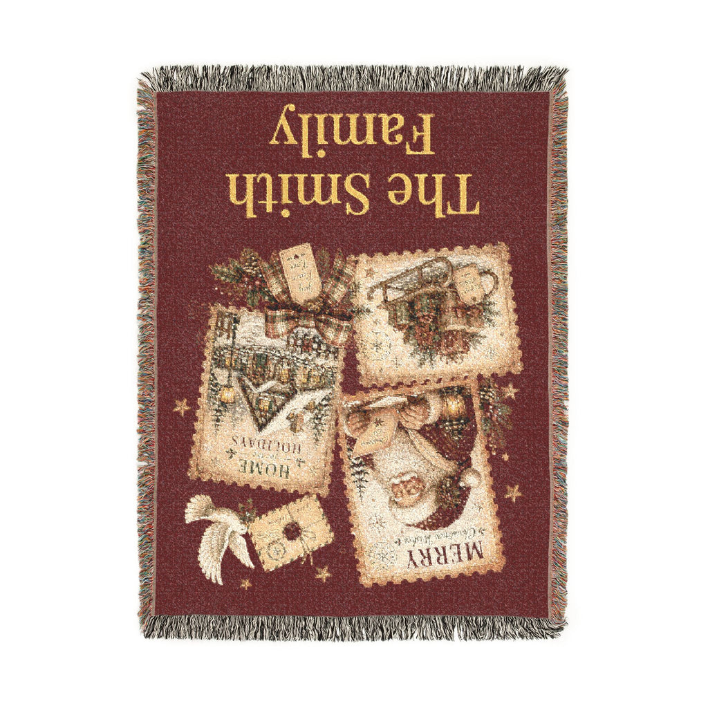 Personalized Family Christmas Stamps Blanket