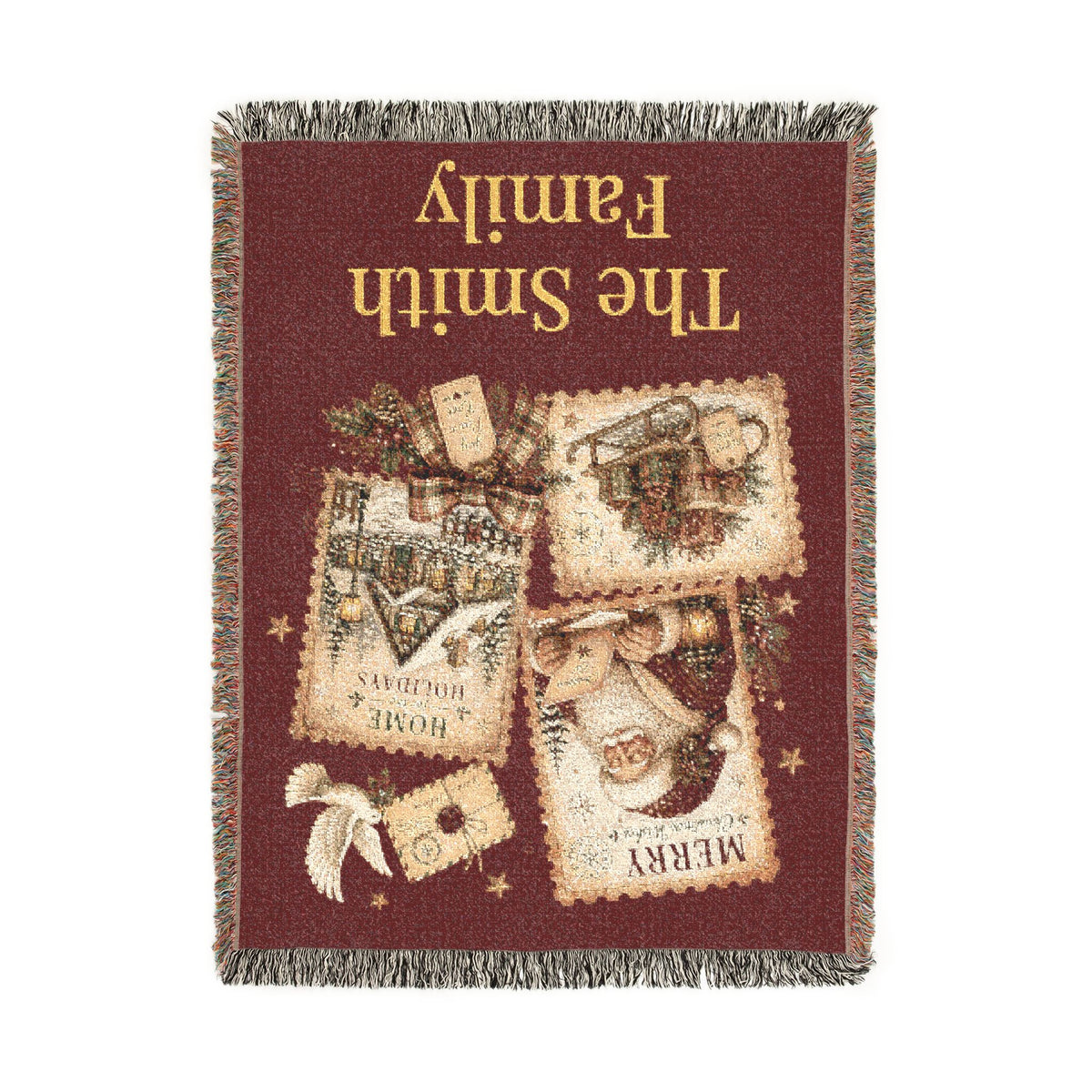 Personalized Family Christmas Stamps Blanket