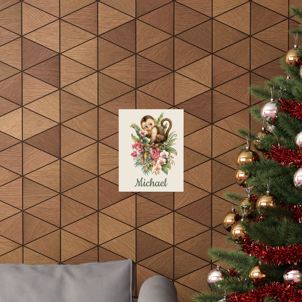 Personalized Monkey Nursery Poster
