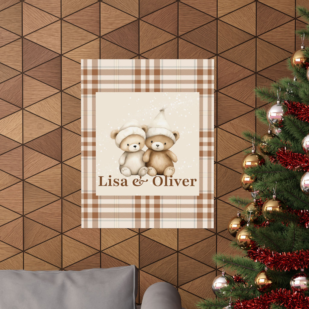 Personalized Twin Teddy Bear Nursery Poster