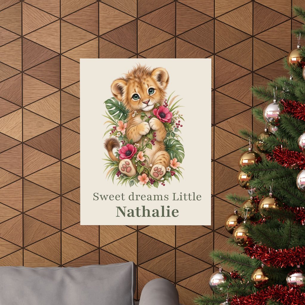 Personalized Sweet Dreams Lion Nursery Poster