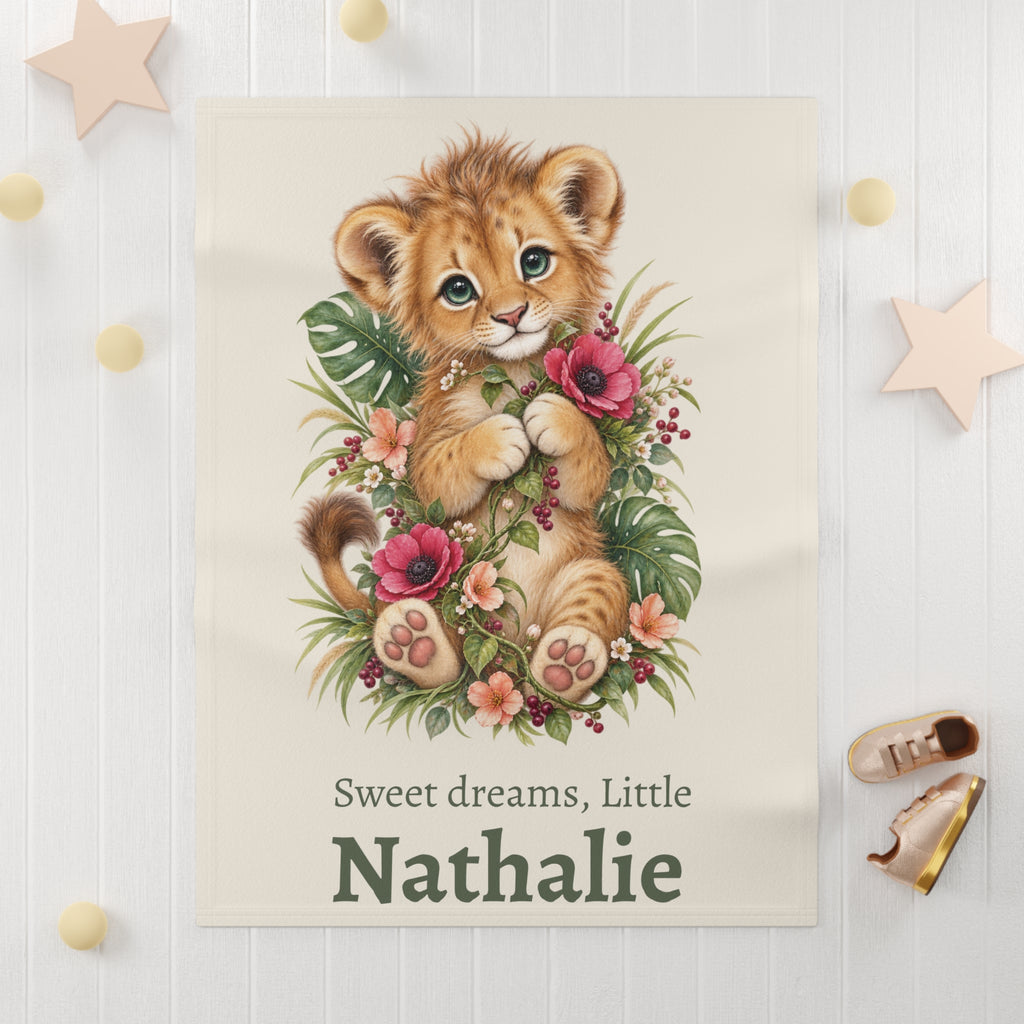 Personalized Sweet Dreams Lion Baby Blanket