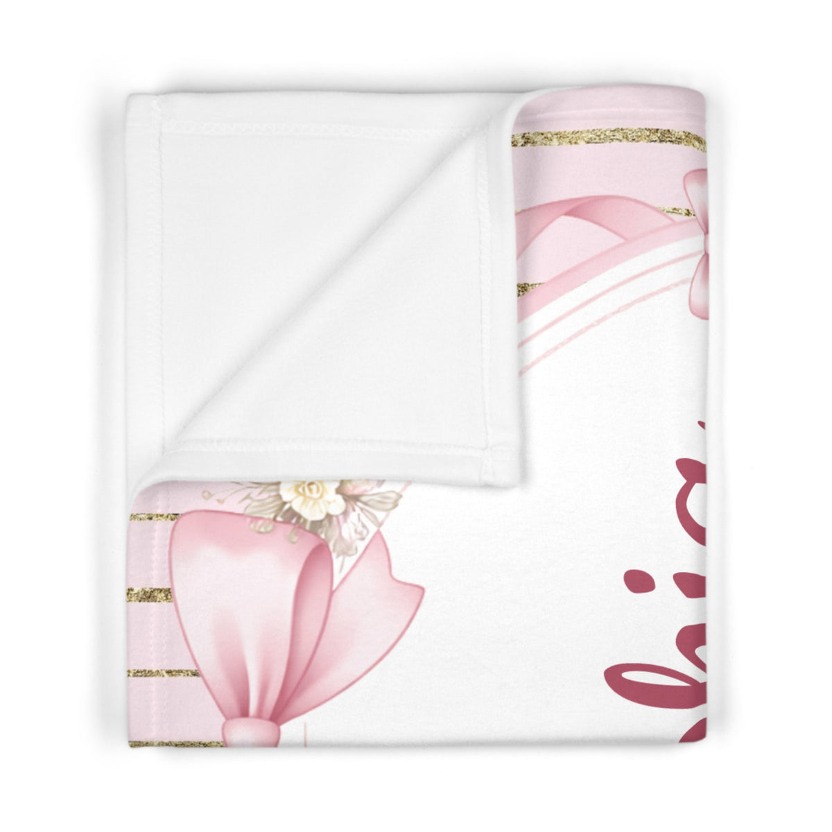 Personalized Birth Stats Pink Gold Baby Blanket