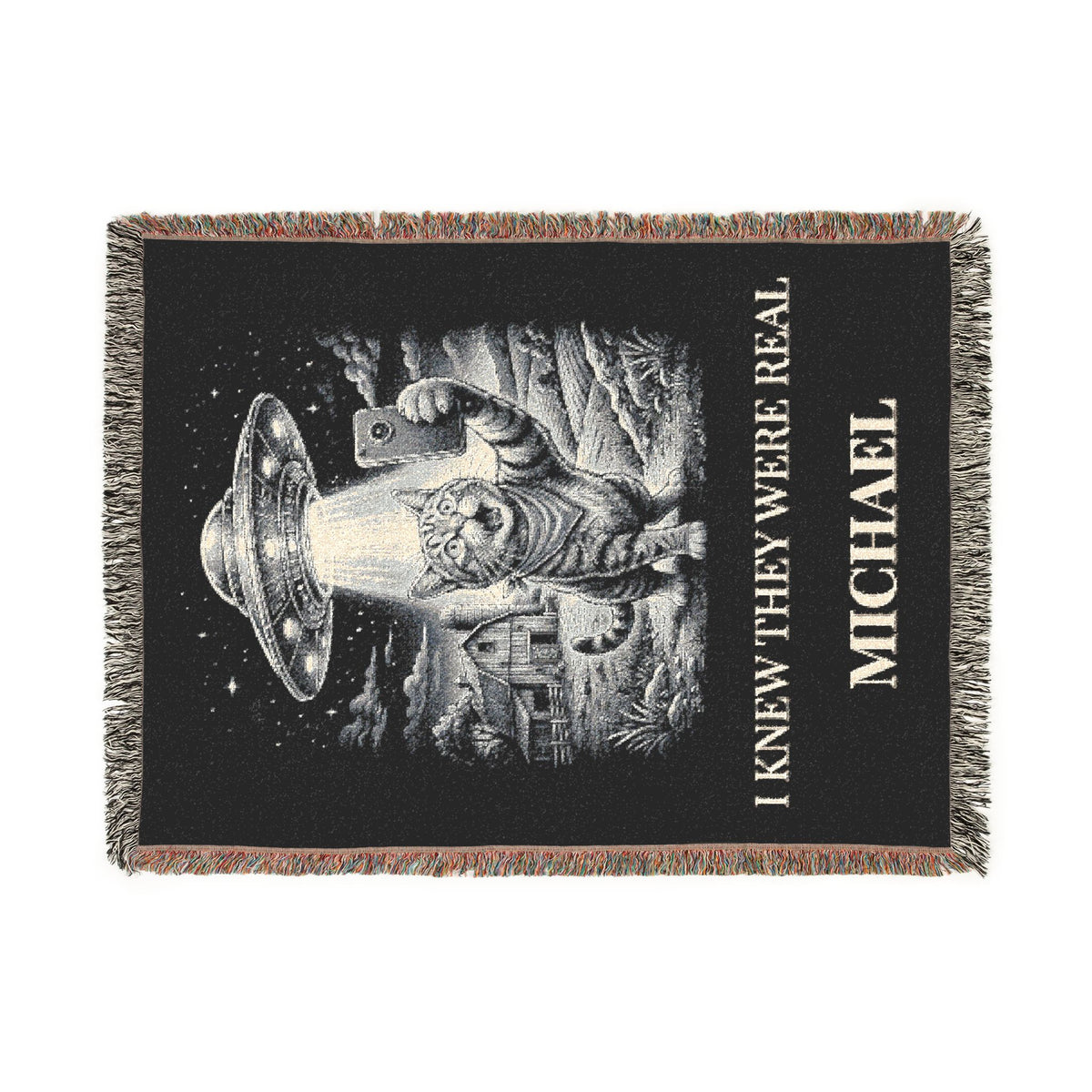 Personalized Cat UFO Selfie Blanket