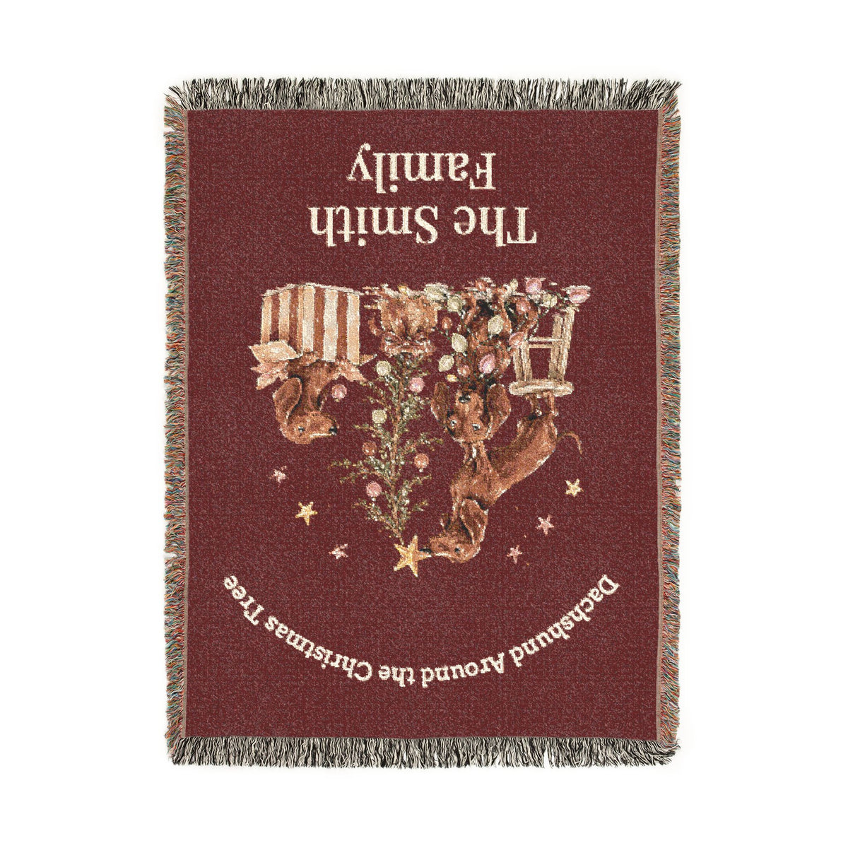 Personalized Dachshund Christmas Family Blanket