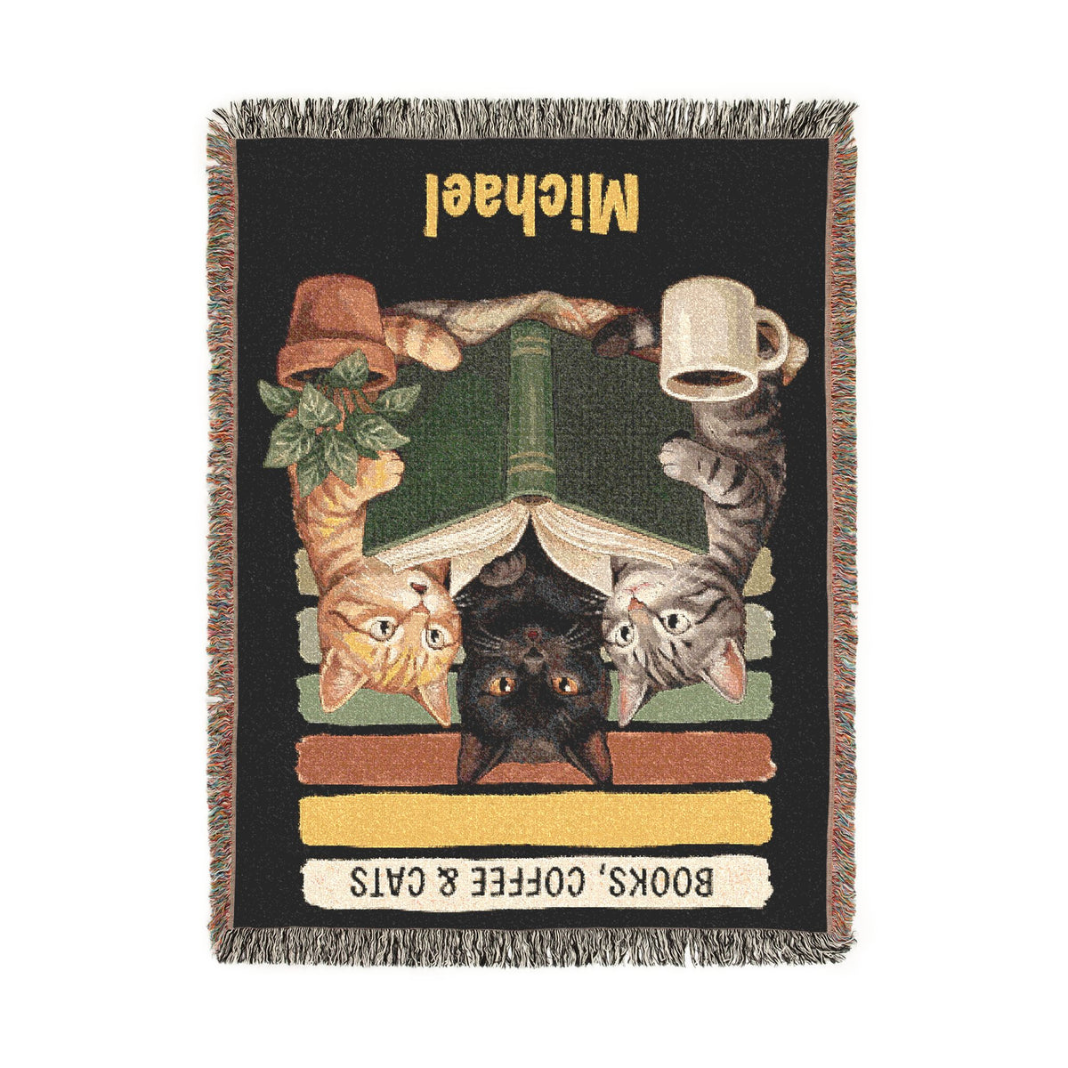 Personalized Books, Coffee & Cats Blanket