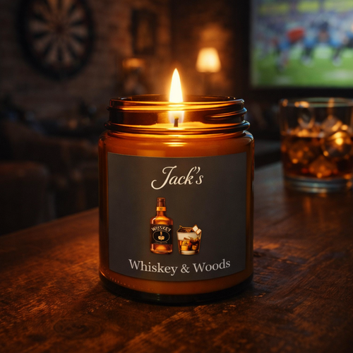 Personalised Candle – Whiskey & Woods