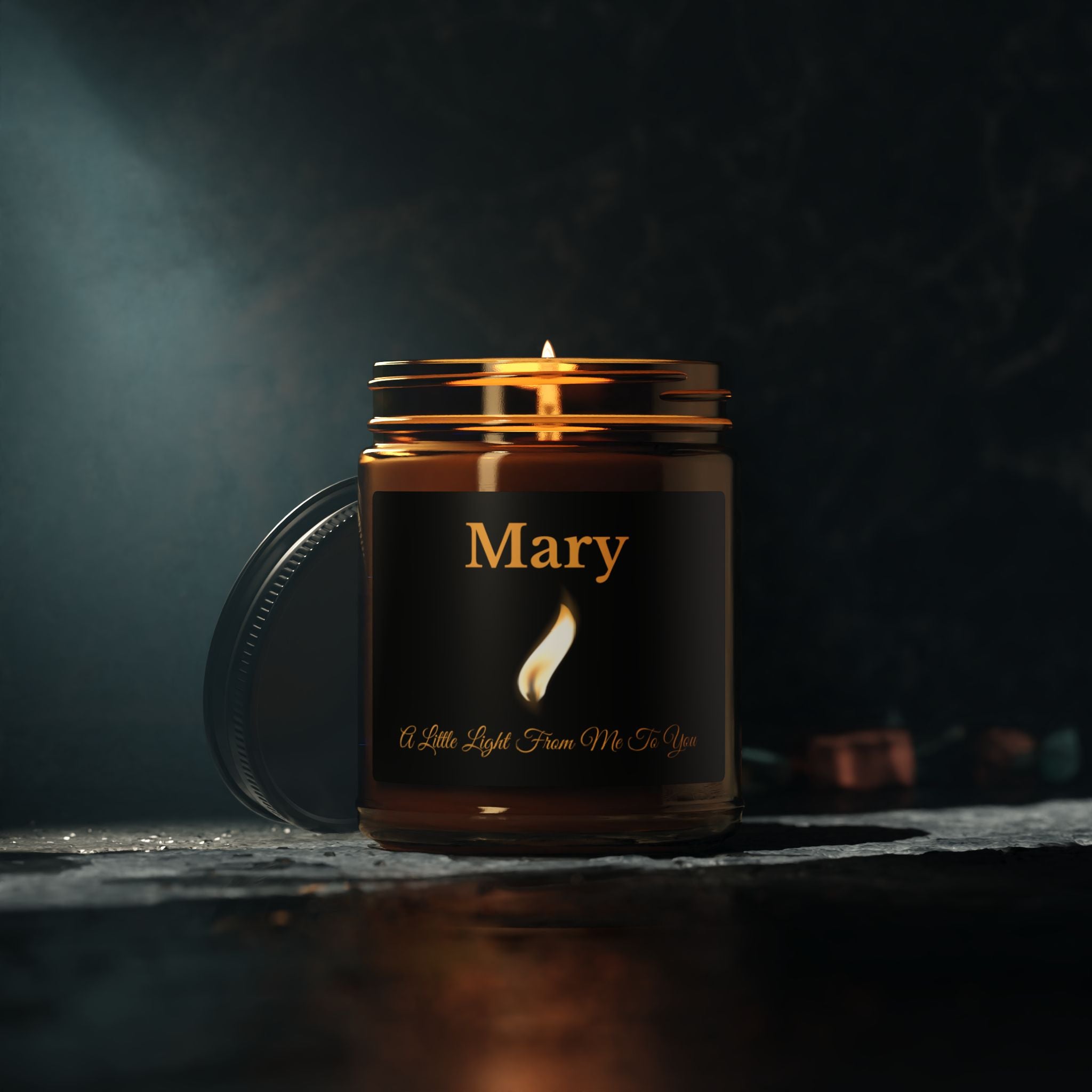 Sympathy candle displayed on a bedside table