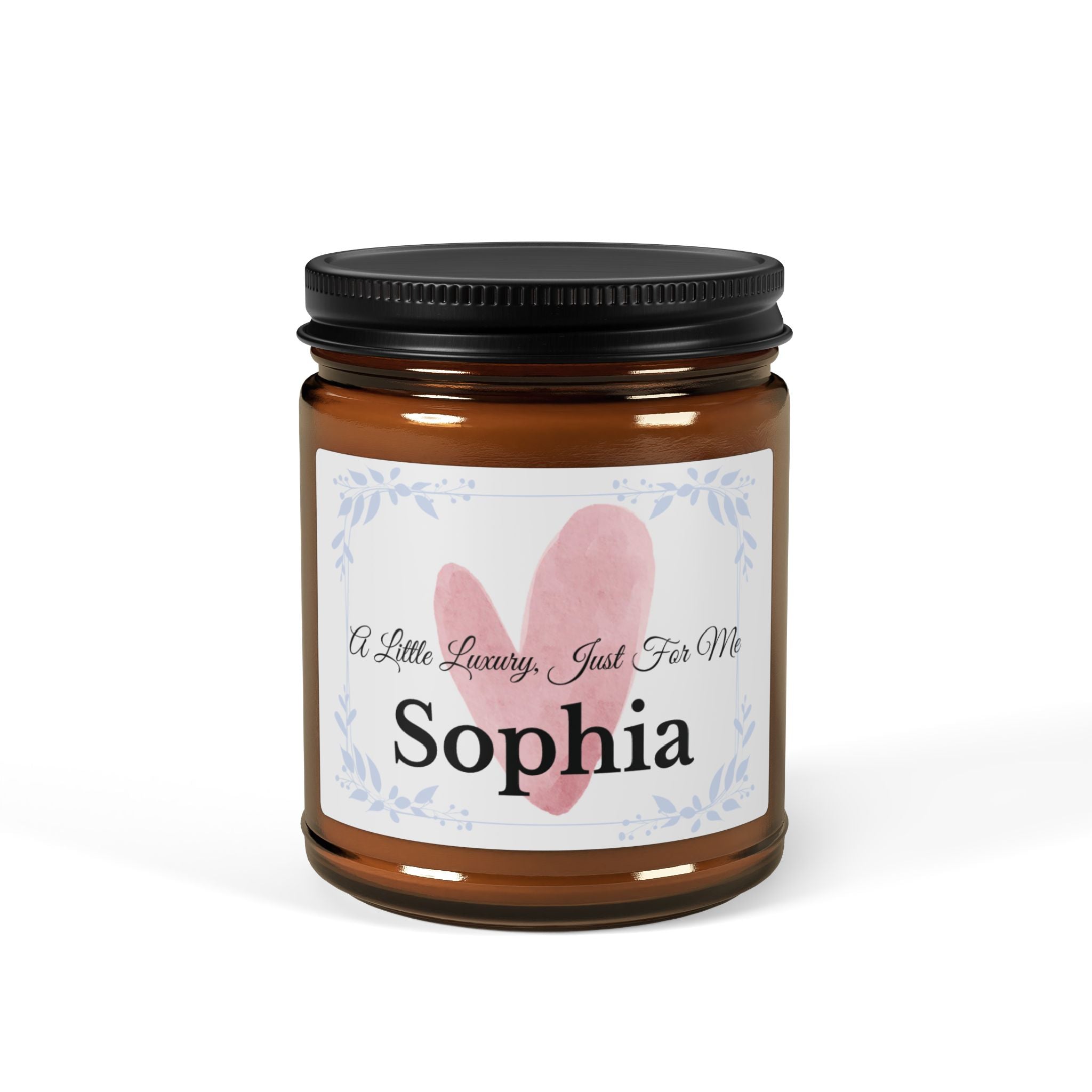 Personalised self-love candle – A Little Luxury Just For Me, white label with pink heart