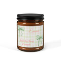 Personalised best friend candle in amber jar – Built In Best Friend, green gingham with ribbon bows