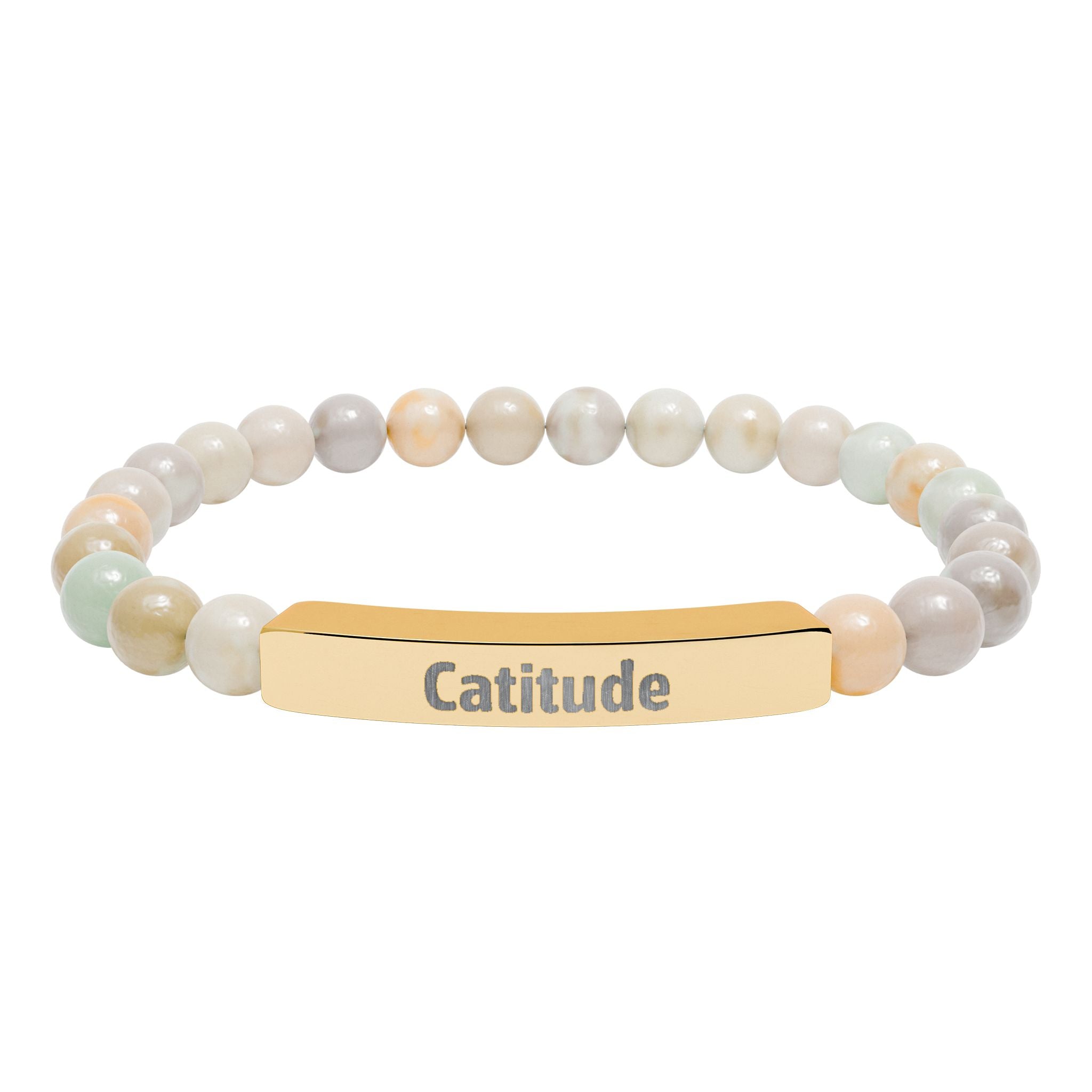 Catitude bracelet displayed on a flat surface with beads visible