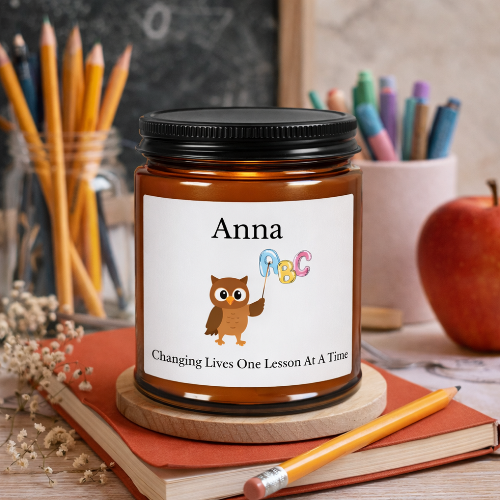 Size and scent options chart for the personalised candle