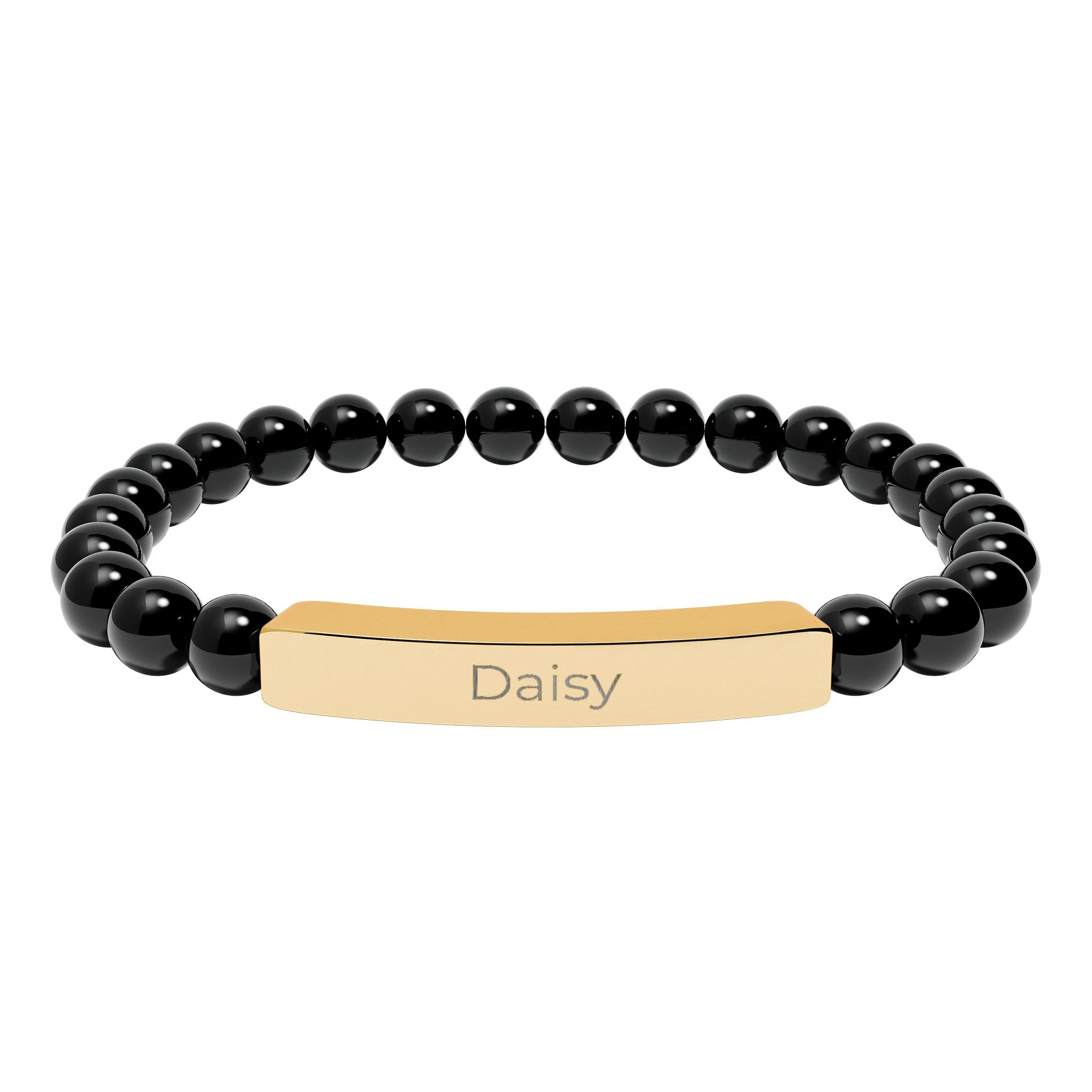 Side angle view of the Daisy engraved bracelet