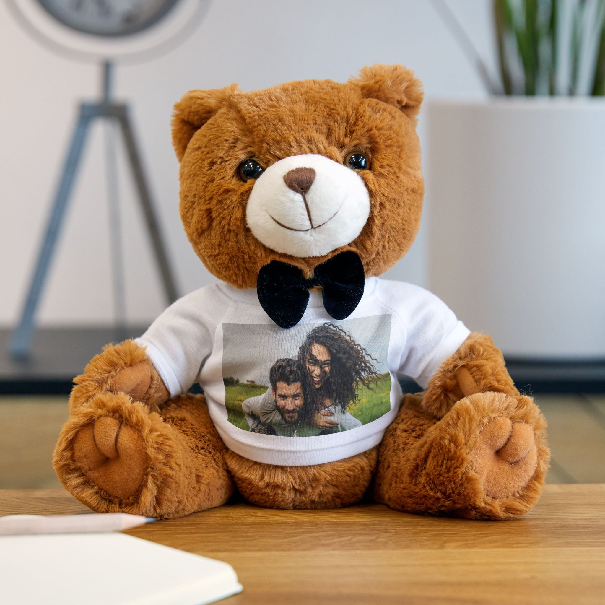 Teddy bear size reference showing 7 by 10 inch seated size