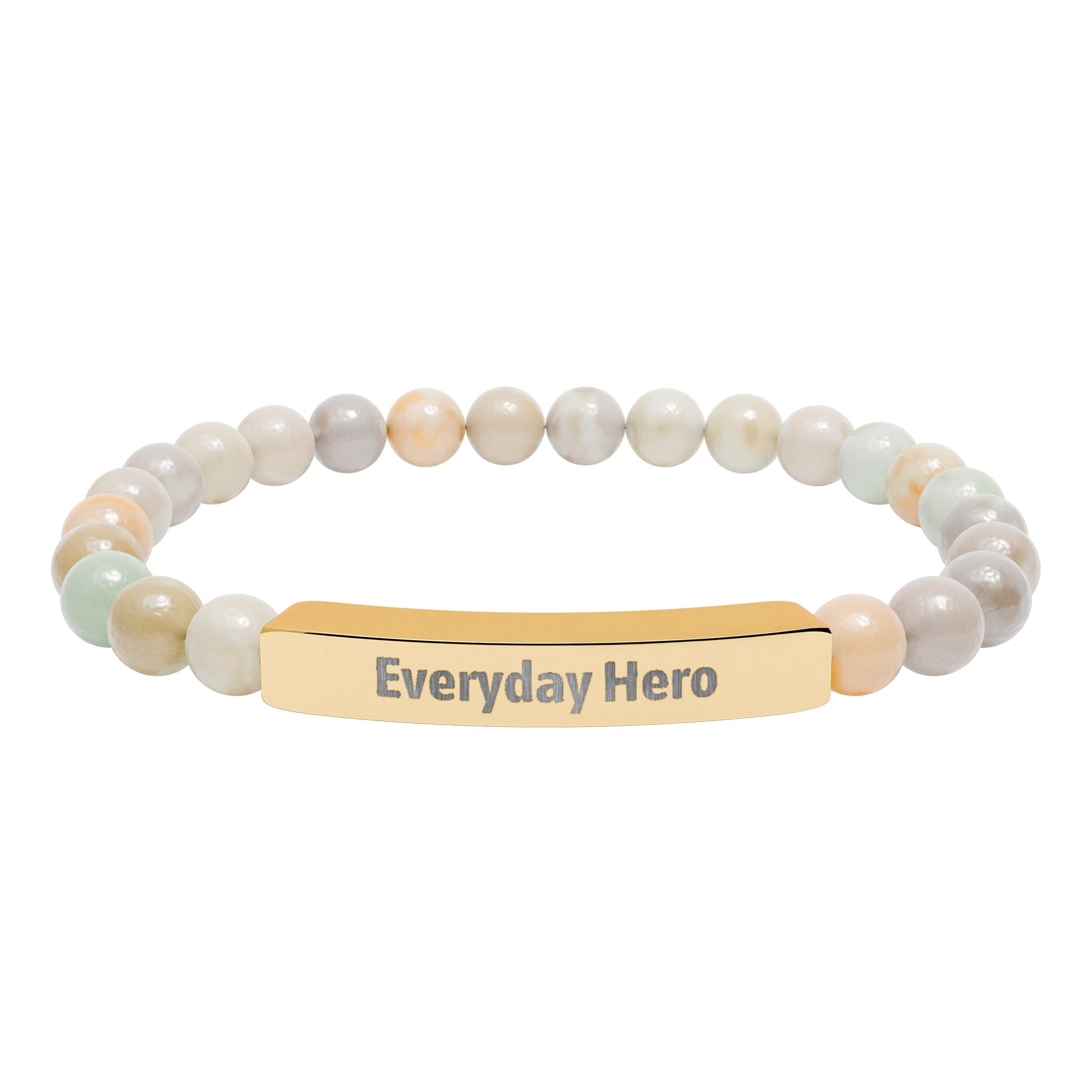 Everyday Hero bracelet displayed on a flat surface with beads visible