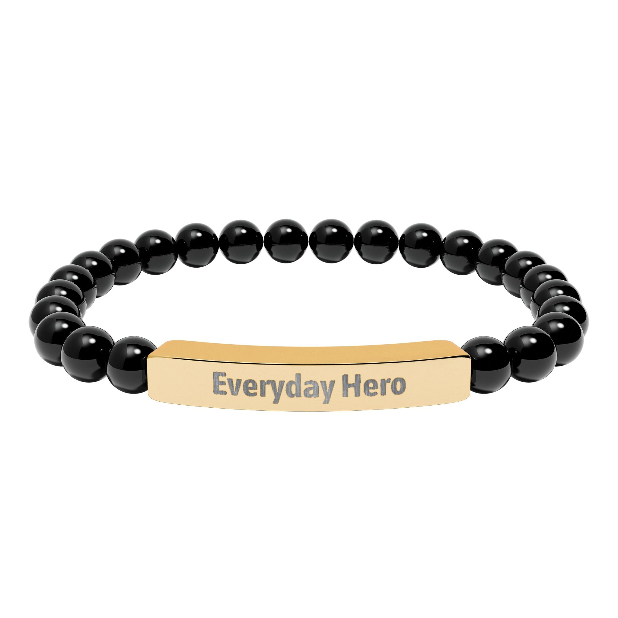 Side angle view of the Everyday Hero engraved bracelet