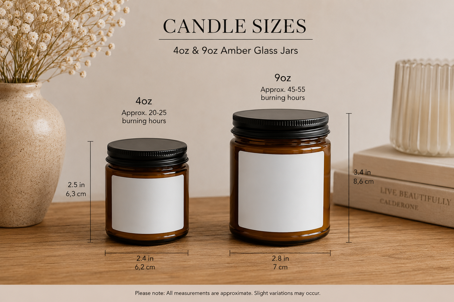 Personalised Grandma's Warm Glow candle scent and size options overview