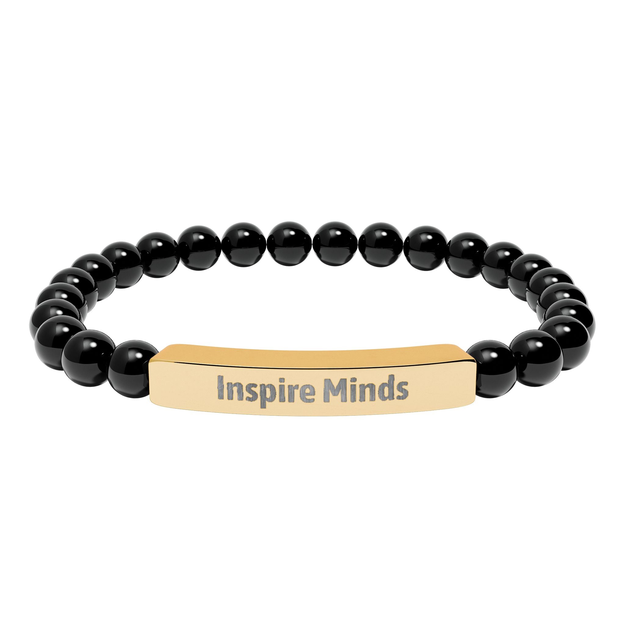 Side angle view of the Inspire Minds engraved bracelet