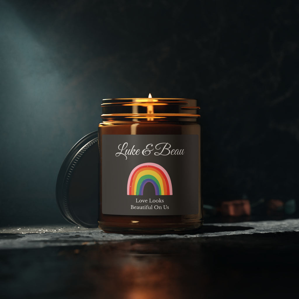 Personalised LGBT candle lifestyle shot – Valentine's Day or Pride Month gift for couples
