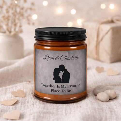 Personalised LGBT couples candle packaging – Love Looks Beautiful On Us gift presentation