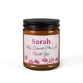Personalised romantic soy candle – My Favorite Place Is With You, pink floral label