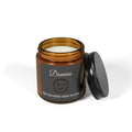 Side view of My Favorite View Is You personalised candle with grey label and white typography