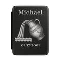 Personalized Aquarius zodiac Kindle case with constellation design, name and birth date