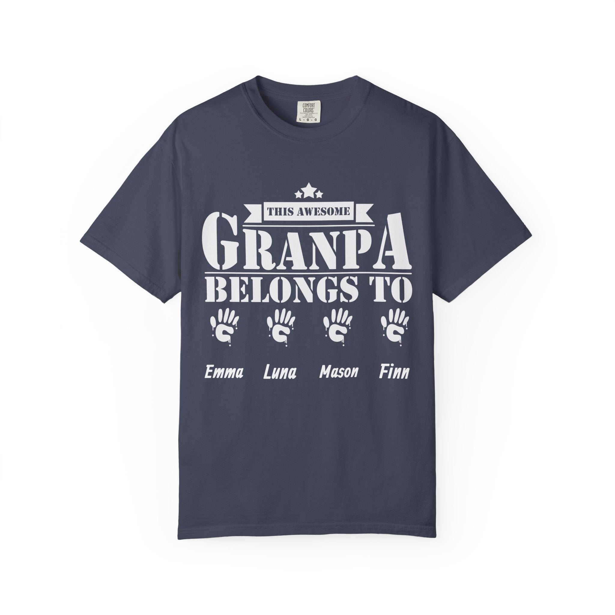 Personalized Grandpa t-shirt with up to four grandkids names