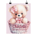 Personalized Birth Announcement teddy bear poster with name and birth date