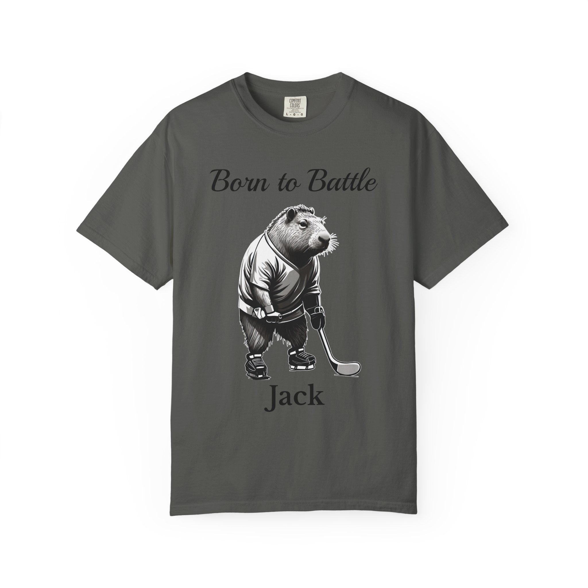 Personalized capybara hockey player t-shirt with custom name