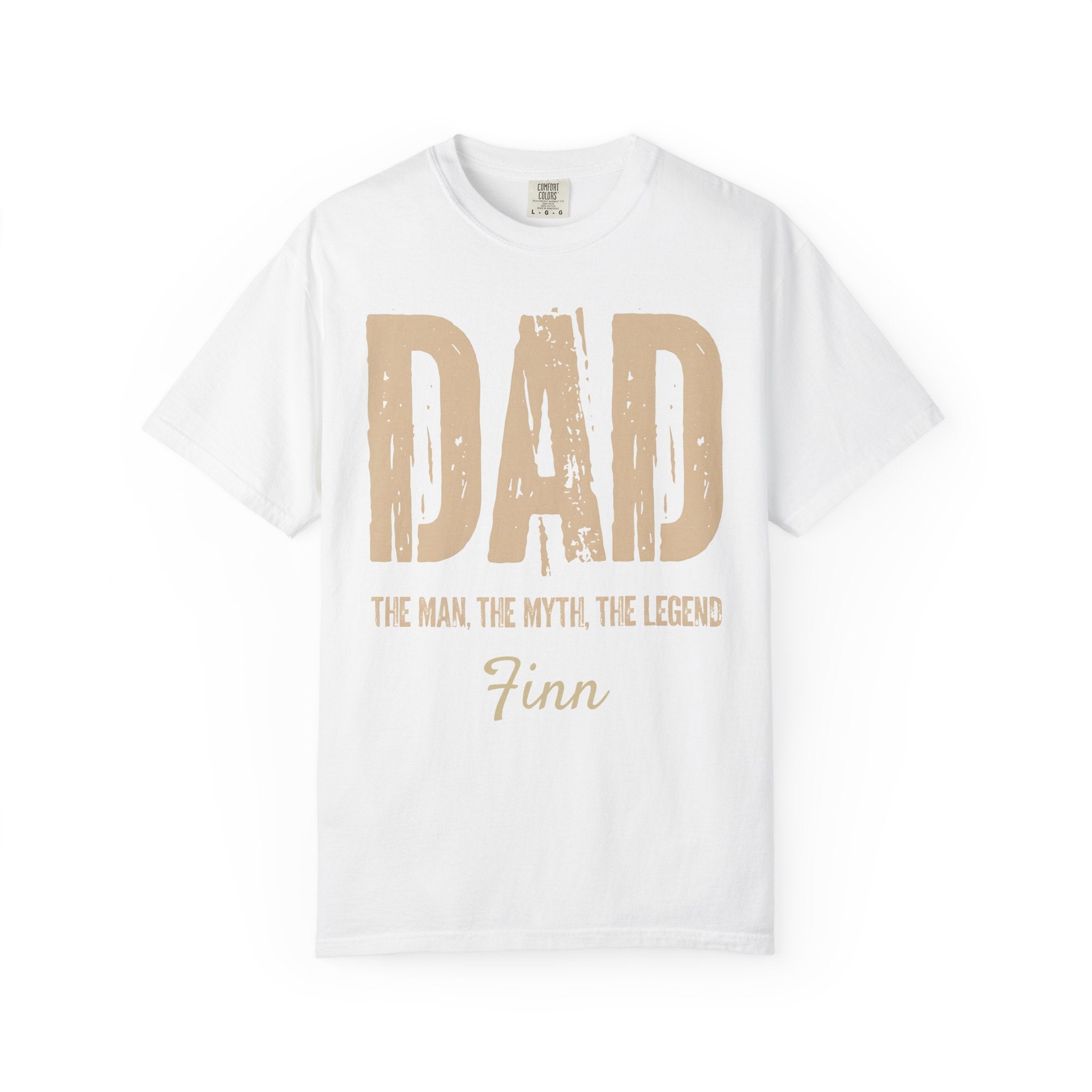 Fathers Day Dad t-shirt flat lay with custom name