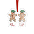 Personalized gingerbread brothers acrylic ornament with two names